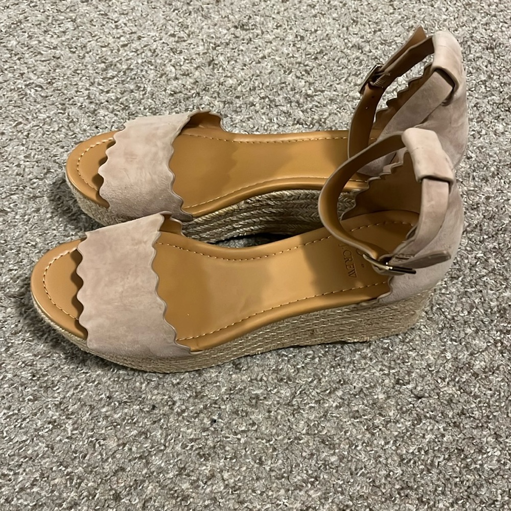 J.Crew Factory Suede Scalloped Platform Espadrilles - Size 9
